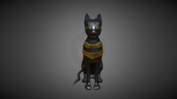 Egyptian Cat Statue cat, egypt, egyptian, statue, golden, substancepainter, substance, lowpoly, black, gold