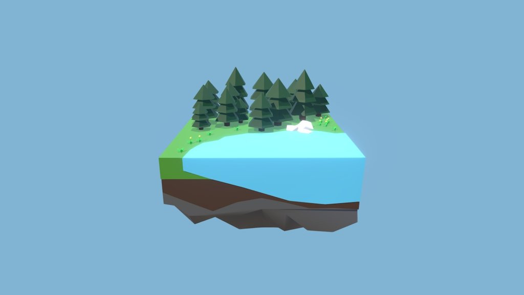 Didn't have much time but I was able to add to the detail of the earth and water.  Tried to do a bit of texture painting but got scared and confused - Starting Simple Day 2 - 3D model by MrHarvust 3d model