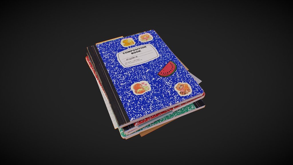 Composition book composition - low poly game prop with PBR textures - Composition Books - 3D model by minemine 3d model