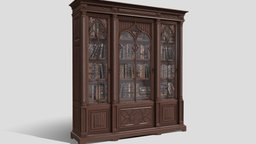 Gothic Cabinet Bookcase ornate, library, vintage, medieval, books, antique, classic, furniture, gothic, bookcase, cabinet, old, classical, book, wood