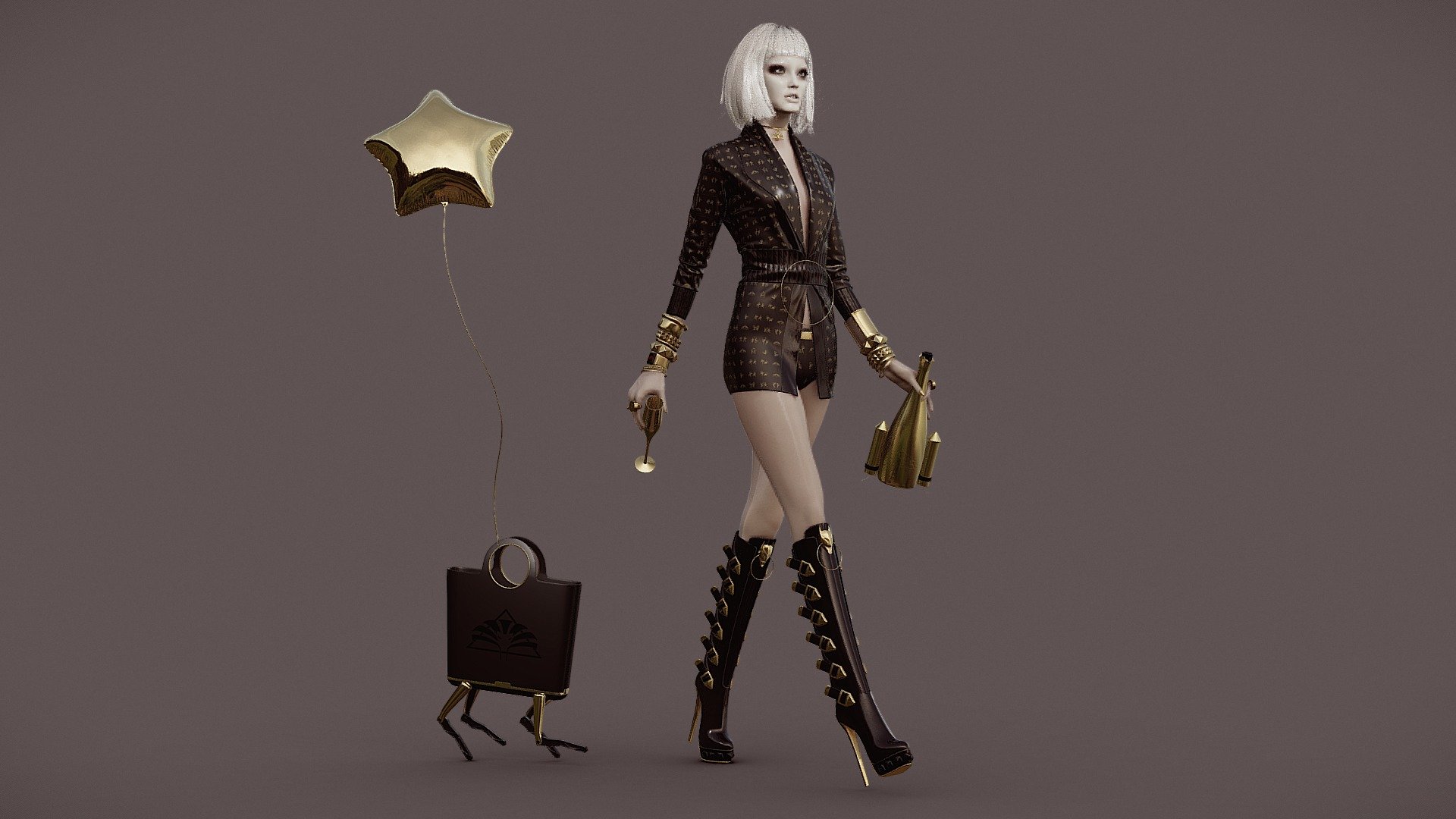 Luxury fashion character with designer clothes and an incredible amount of accessories. Perfect for fashion retail presentations and catwalk visualizations.
Character sculpted and optimized with ZBrush. Clothing design made with Marvelous Designer. Texturing is done with a Substance Painter.
Find out more about my projects at https://www.artstation.com/bartholomewkoziel/albums/all
Thanks for watching 3d model