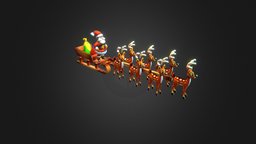 Lowpoly Harness santa, deer, personage, character, lowpoly