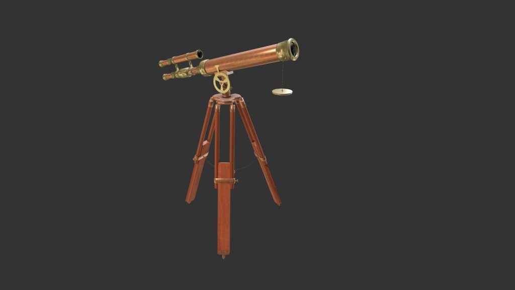Antique Telescope
  - Verticies 10,988
  - Polygons 10,645

 Antique Telescope mounted on tripod.  Mostly quad and some tri geometry.

All textures are 4096 x 4096 resolution.  It has overlapping UVs unwrapped to fit the textures. Polygon counts are with no sub-division and all renders where done with no sub-division as well.  Geometry is clean and easily modified due to being mostly quad.
I have included some extra texture maps. Native file format is Blender 2.77a (.blend). 
This model is available on Turbosquid.

-link removed-
And will soon be available on the Blender Market -link removed- - Antique Telescope - 3D model by Eric Jones (@strategein) 3d model