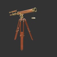 Antique Telescope astronomy, telescope, antique, brass, science, star, copper, tripod, space