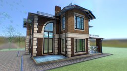 18H2 2 level cottage project, cottage, brick, villa, residential, architect, plan, draft, roof, sketch, cad, big, huge, residence, family, large, rich, idea, architecture, 3d, model, design, stone, house, home, sketchfab