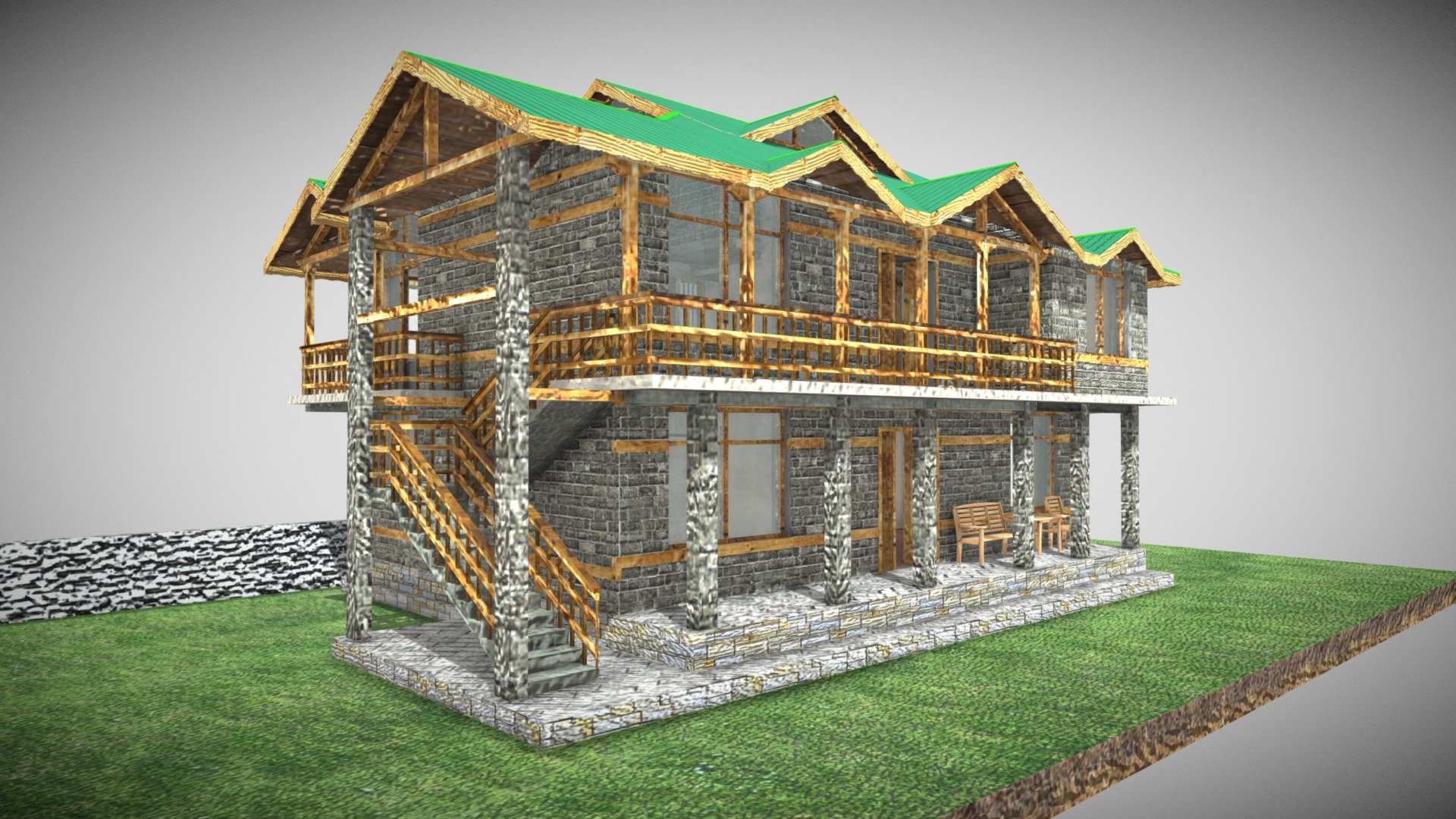 Traditional Style in HP- INDIA - 
House is One Material 4k....... (+Glass) - Local House in Himachal Pradesh - Buy Royalty Free 3D model by Francesco Coldesina (@topfrank2013) 3d model