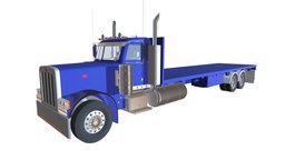 Flatbed Truck truck, van, trailer, traffic, heavy, transport, semi, wheeler, shipping, tractor, cargo, lorry, semitrailer, semitruck, 3d, model, car
