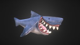 [OLD]Cartoon Shark shark, beast, animals, creatures, deep, water, jaws, mayalt, megalodon, substancepainter, substance, maya, cartoon, sea