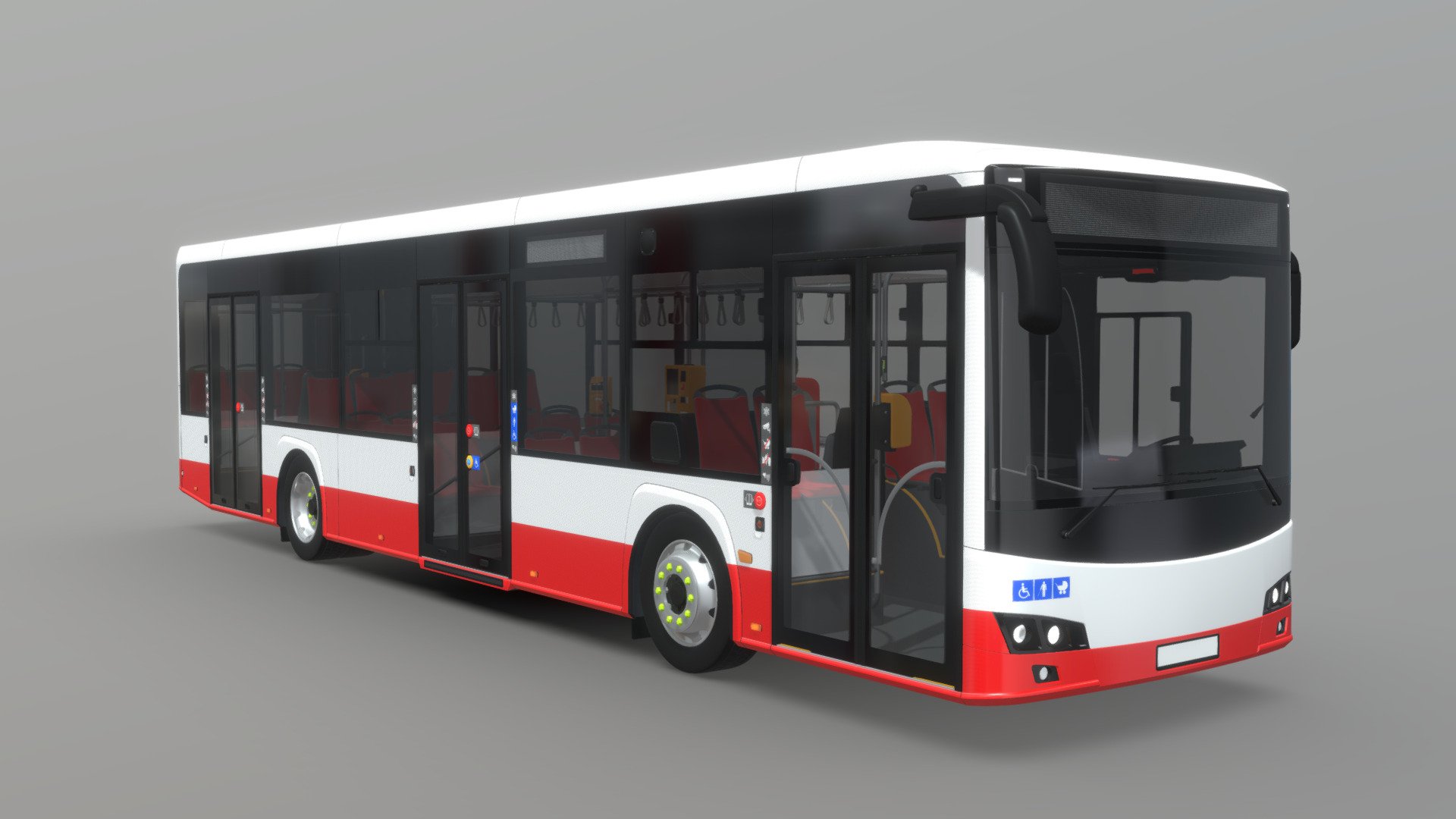 Model presents a new entry to my bus collection. It's a first out of an upcoming family of II generation buses which will include new original, high-poly design. This is a 12-meter version of a hybrid bus, which offers 31 seats, and features new outward swinging, pneumatic doors 3d model