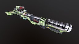 Sniper Rifle. hallway, alien, game, lowpoly, gun
