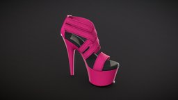 Banded Platform Stiletto Shoes 3 style, leather, high, textures, fashion, production, obj, shoes, boots, 4k, fbx, heels, womens, bands, stiletto, character, game, pbr, lowpoly, clothing