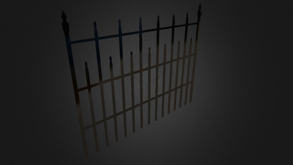 Low-poly, game-ready Graveyard Fence piece to go with an entire metal fence package 3d model