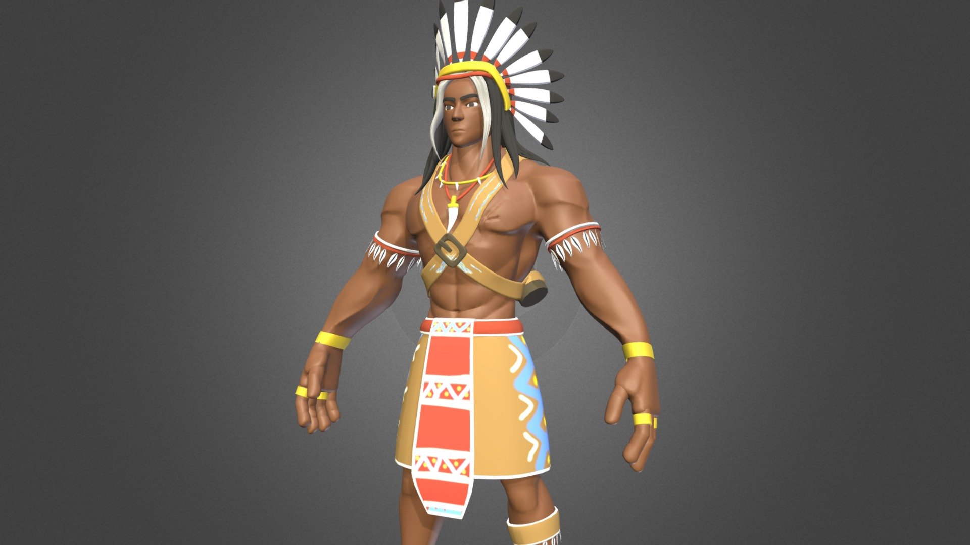 This is a 3d model of a Native American - Native American 3D model - Buy Royalty Free 3D model by Shin Xiba 3D (@Xiba3D) 3d model