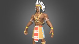 Native American 3D model native, native-american, american-indian, american-history, stylized