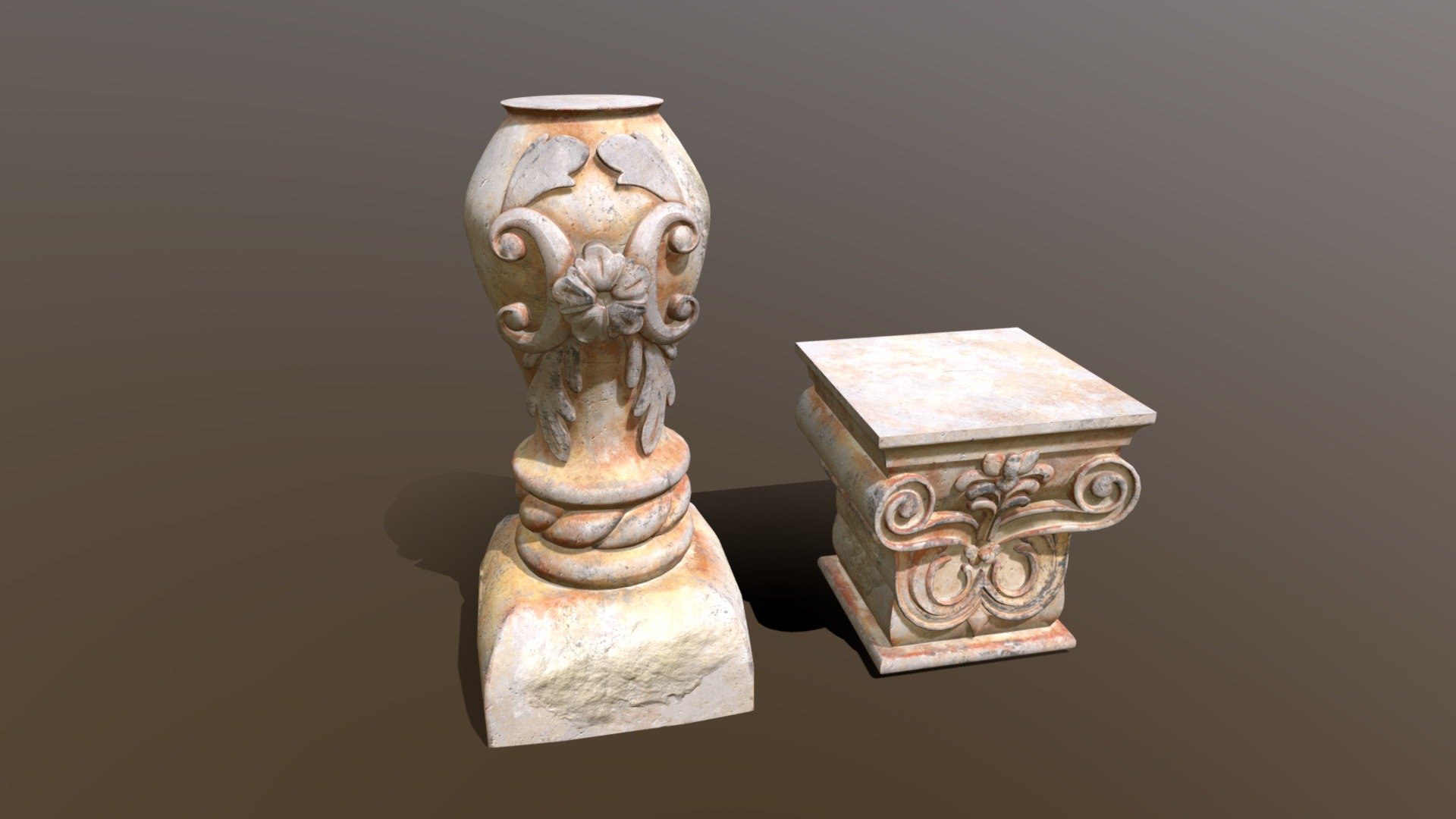 Marble Floral Garden Decoration 3D Model. This model contains the Marble Floral Garden Decoration itself 

All modeled in Maya, textured with Substance Painter.

The model was built to scale and is UV unwrapped properly. Contains a 4K UDIM Texture set. 2 Islands. Udim-1 and Udim-2 

⦁   46593 tris. 

⦁   Contains: .FBX .OBJ and .DAE

⦁   Model has clean topology. No Ngons.

⦁   Built to scale

⦁   Unwrapped UV Map

⦁   4K Texture set

⦁   High quality details

⦁   Based on real life references

⦁   Renders done in Marmoset Toolbag

Polycount: 

Verts 25215

Edges 48503 

Faces 23365

Tris 46593 

If you have any questions please feel free to ask me 3d model