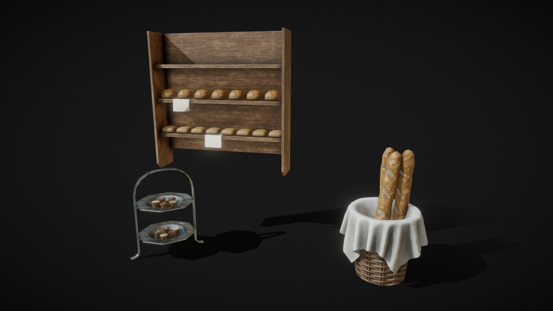 Display created for my victorian storefront project () - This was a final modelling project for my first year at university.

Meshes modelled and unwrapped in blender
Materials created in substance designer and applied in substance painter - Bakery Display - 3D model by David Phoenix (@daphoeno) 3d model