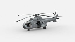 3D model AS-332 and, transport, civil, eurocopter, aviation, search, puma, airbus, rescue, troop, helicopters, military, technology, helicopter, super, as332, multi-role, as-332