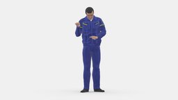 man in blue yellow ingener suit 1092 suit, style, people, fashion, clothes, miniatures, realistic, ingeneria, success, 3dprint, model, scan, man, blue