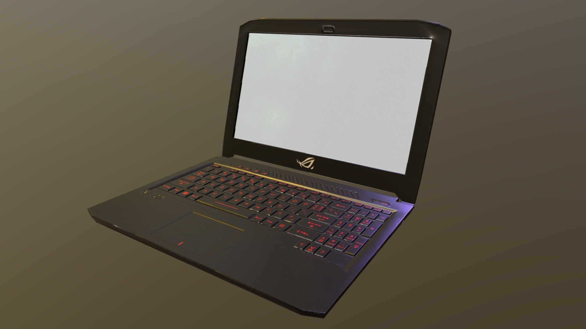 I made a simple laptop (Asus Republic of Gamers) for practice 3d model