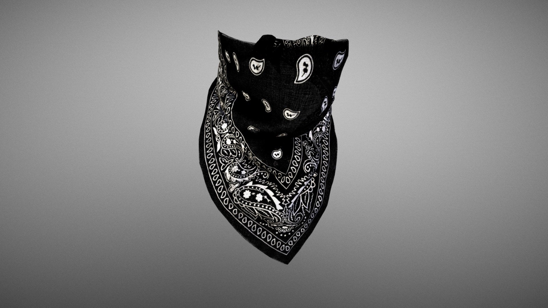Black paisley bandana face mask - Buy Royalty Free 3D model by Igor Piwoński (@IgorPiwonski) 3d model