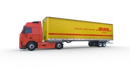 Volvo FH 12 DHL Truck truck, volvo, realistic, maersk, volvo-trucks, truck-heavy-vehicle, truck-low-poly, low-poly, 3d, vehicle, gameready, heavi