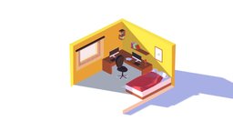 Isometric Room low poly room, isometric, low-poly, house, blender-cycles