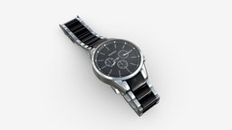 Wristwatch with Steel Bracelet 03 hour, style, time, clock, classic, wrist, metal, wristwatch, swiss, expensive, dial, minute, chronograph, 3d, pbr, design, watch, steel, bracelet