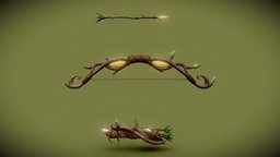 Stylized Forest Bow sculpt, plant, arrow, cute, leather, assets, drone, videogame, prop, vintage, bow, elf, crystal, wild, gamedev, leaf, branch, stylised, nature, lovely, enchanted, stylizedweapon, quiver, game-model, low-poly-model, low-poly-blender, substance, painter, handpainted, low-poly, cartoon, asset, blender, lowpoly, gameart, gameasset, zbrush, wood, stylized, "leaves", "magic", "gameready"