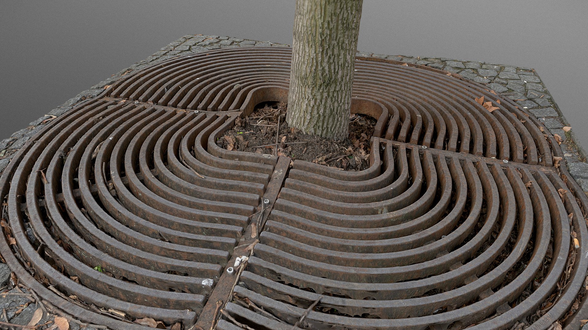 Rounded metal tree grille grate, cast iron tree guard bed tree protection with some urban dirt and rubbish

photogrammetry scan (250x24MP), 2x16K textures - Round metal tree grille grate guard - Buy Royalty Free 3D model by matousekfoto 3d model