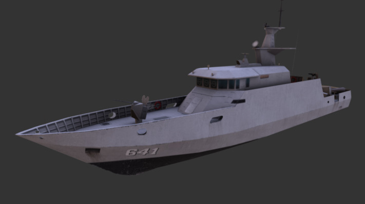 The Clurit class fast attack craft are a class of domestically designed and built warships operated by the Indonesian Navy.
modeling in blender texturing in substance painter and photoshop.
909 tris 3d model