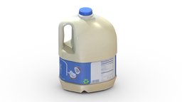 Supermarket Milk Bottle 02 Low Poly PBR