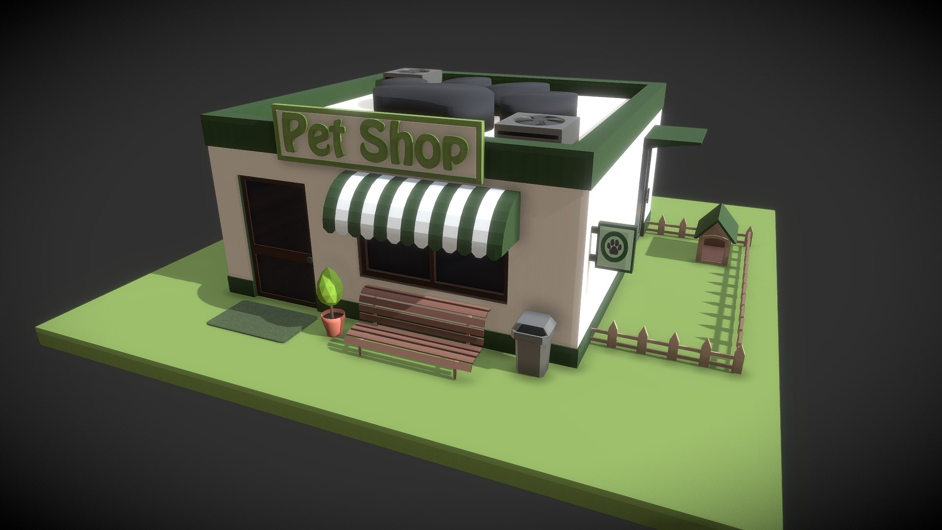 ♦ Low Poly Pet Shop

♦  Materials and textures.

 ° All materials included.
 ° All textures included.
 - Low Poly Pet Shop - Buy Royalty Free 3D model by Payne (@NeedLowPoly) 3d model
