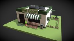 Low Poly Pet Shop geometry, exterior, pet, urban, unreal, isometric, petshop, unity, architecture, cartoon, lowpoly, low, building, simple, gameready