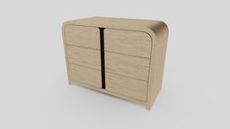 Wooden Rectangular 3-Drawer Dresser