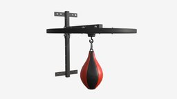 Punching bag with bracket leather, mount, hanging, ceiling, bag, suspension, equipment, mounted, support, bracket, boxer, punch, boxing, punching, 3d, pbr, wall