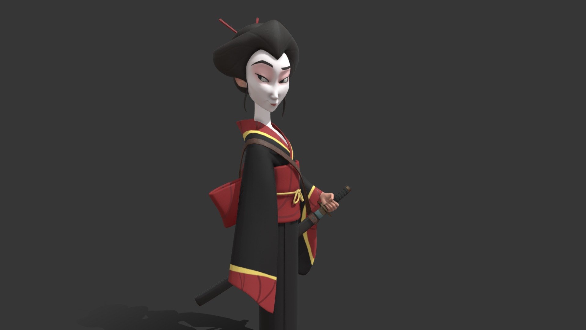 A geisha character I remodeled based off a design by Lucy Feng. Modeled with Zbrush and Maya, and textured with substance 3D painter 3d model