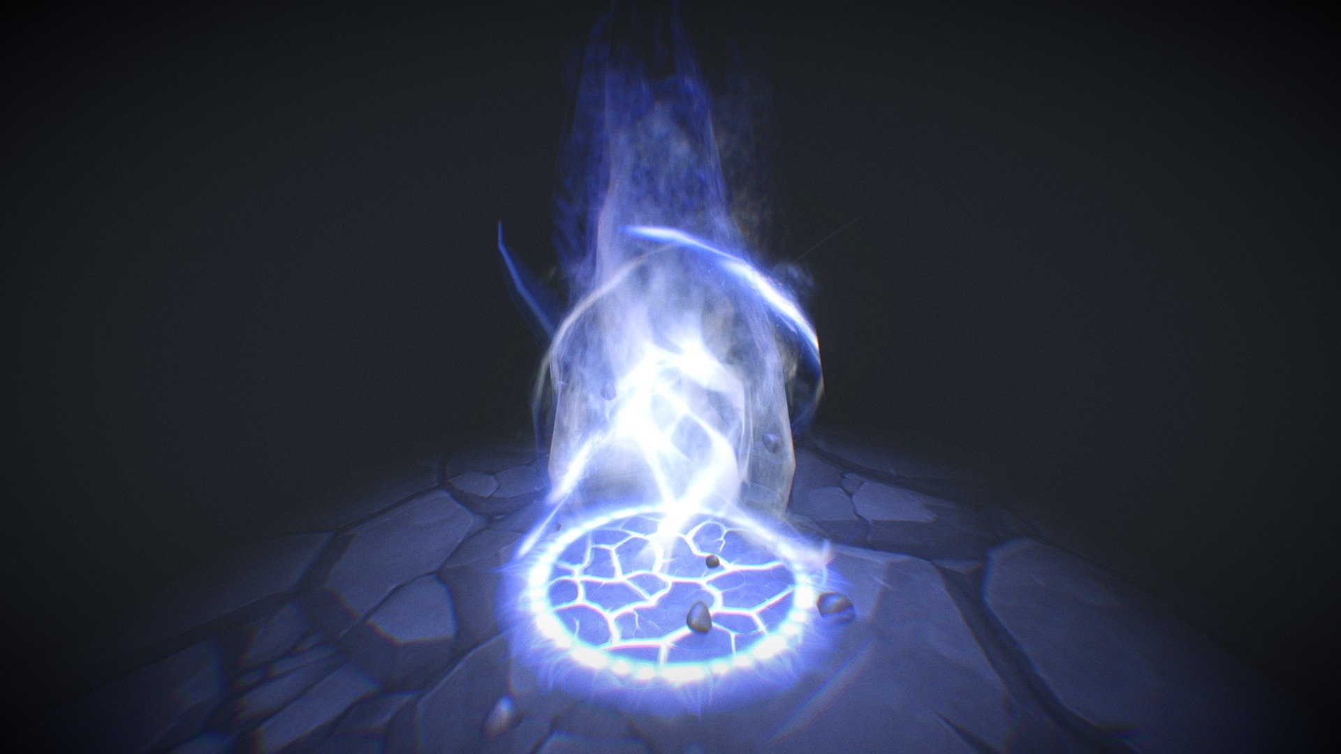 Fantasy roleplaying game visual effect test, blue flames and stone particles.

Software: 3ds Max 20, Photoshop CS6, Krita - Blue Fire Game FX - 3D model by Kafu Design (@kafudesign) 3d model