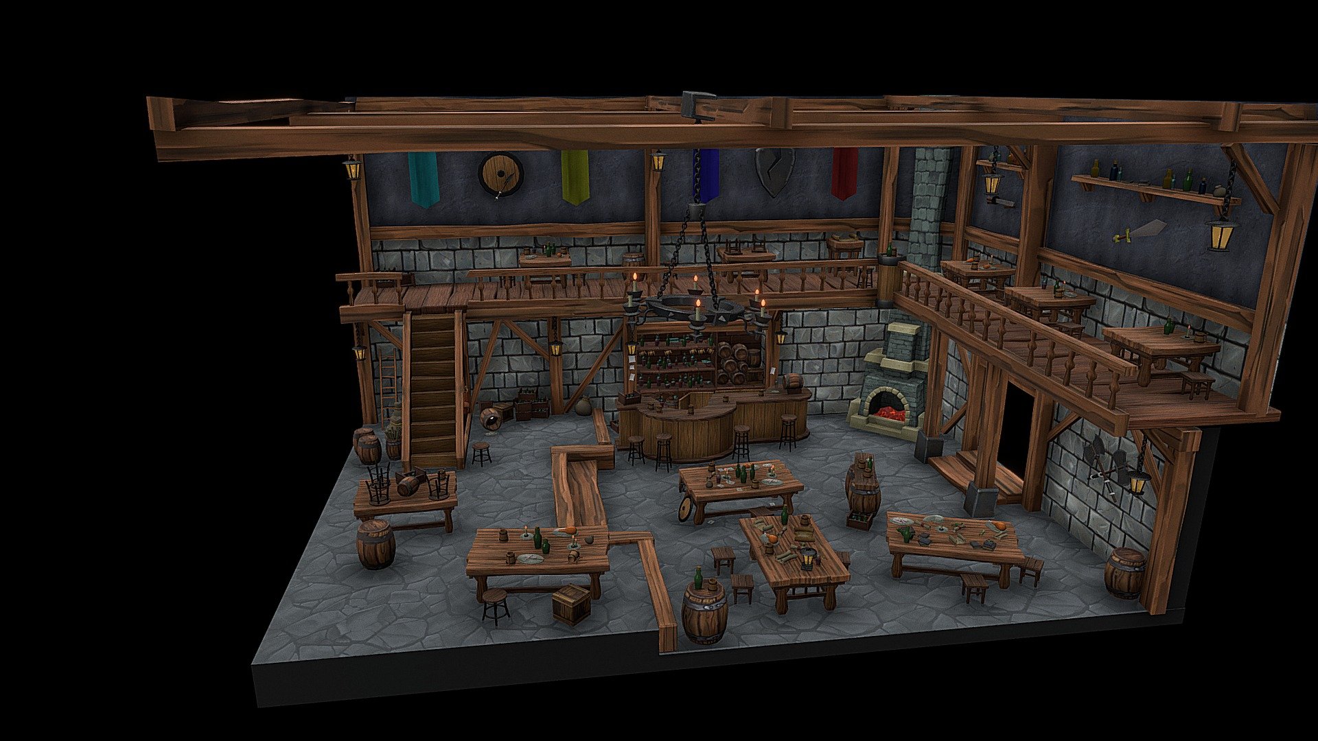 Tavern. Day 5. FINAL[XYZ School DAILY CHALLENGE] - Tavern. Day 5. FINAL[XYZ School DAILY CHALLENGE] - Download Free 3D model by _SeF_ 3d model