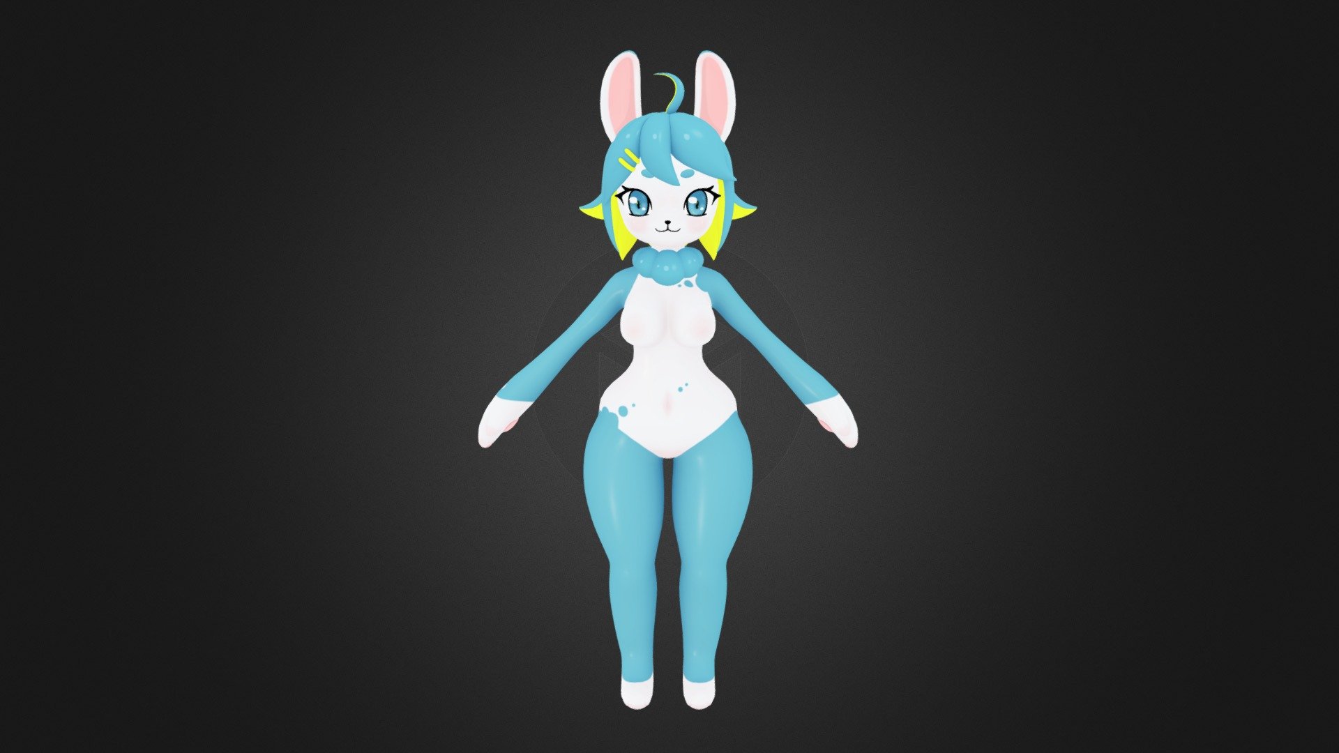 Original design by artist yugi086.
She made concept art of this character and I've brought it into 3D!

COMMISSIONS OPEN!
I am making models for VRChat and Vtubing! 
Feel free messaging me on Discord (FurryUslugi) / Telegram (@KIQKU) - Aqua Bunny VRChat Avatar - 3D model by Kioku FurryUslugi (@FurryUslugi) 3d model