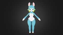 Aqua Bunny VRChat Avatar bunny, avatar, vr, furry, bunnygirl, vrchat, paws, vrchat_avatar, vtuber, vrchat-model, vroid, modeling, girl, 3d, model, vrm, kiovi, vseeface, noai