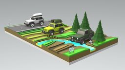 Off-Road Cars substance, painter, game, low, poly, mobile, stylized