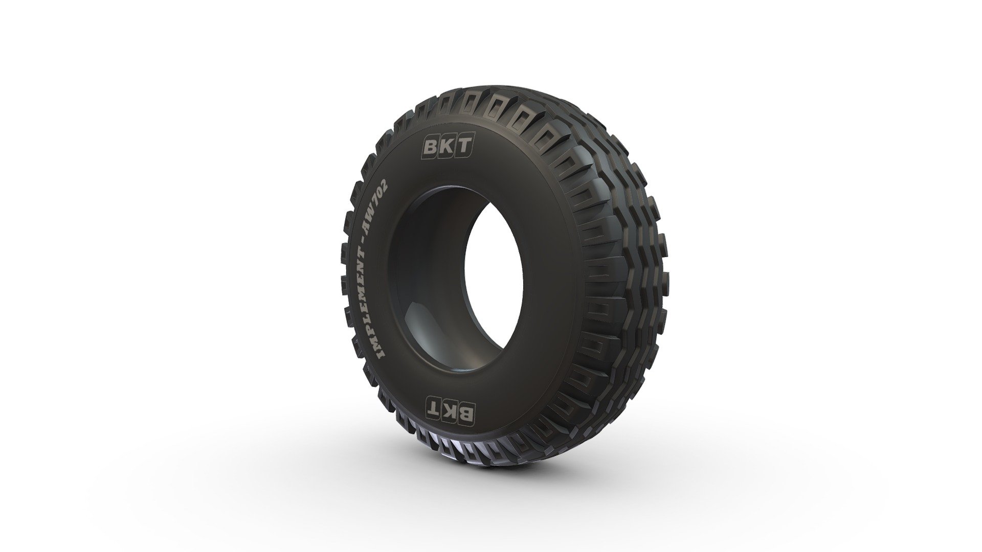 AW 702 has been developed for implement machinery, trailers and balers in soil tillage and haulage applications. This heavy-duty tire has been designed by BKT to provide a new level of durability. AW 702 is available in different versions to meet specific end-user needs: an “aramid belted” version is available for those who need strengthened puncture resistance, the “HD” version has a special cut-and-chip resistant compound, while the “special” version provides extraordinary stubble resistance 3d model