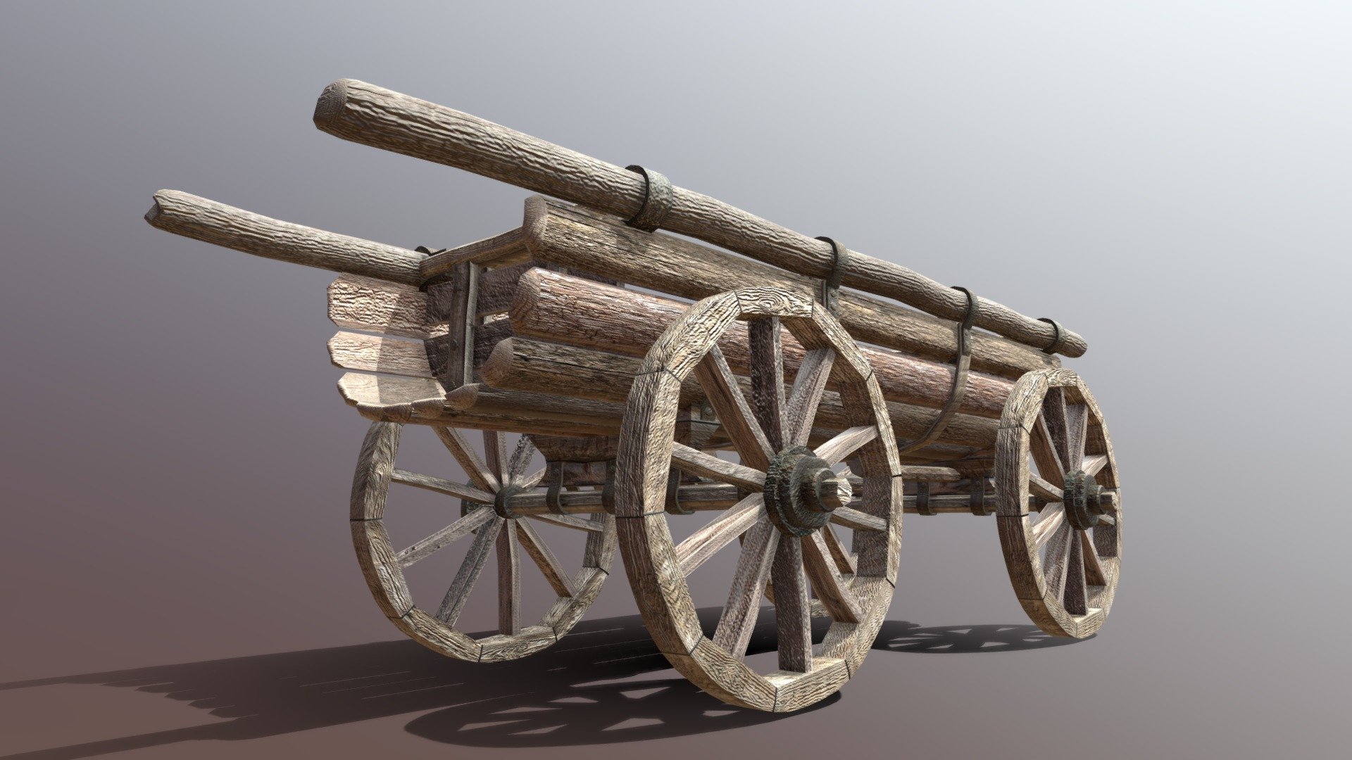 Optimised and prepared for import to your game - Animated Old Wooden Wagon - Buy Royalty Free 3D model by Anton_Chemezov 3d model
