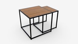 Two coffee tables Seaford modern, frame, wooden, cafe, two, coffee, nest, top, brown, furniture, table, round, decor, metal, 3d, pbr, design, wood, interior, seaford