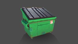 Dumpster_Green urban, dumpster, garbage, alley, fortnite, stylized, gameready