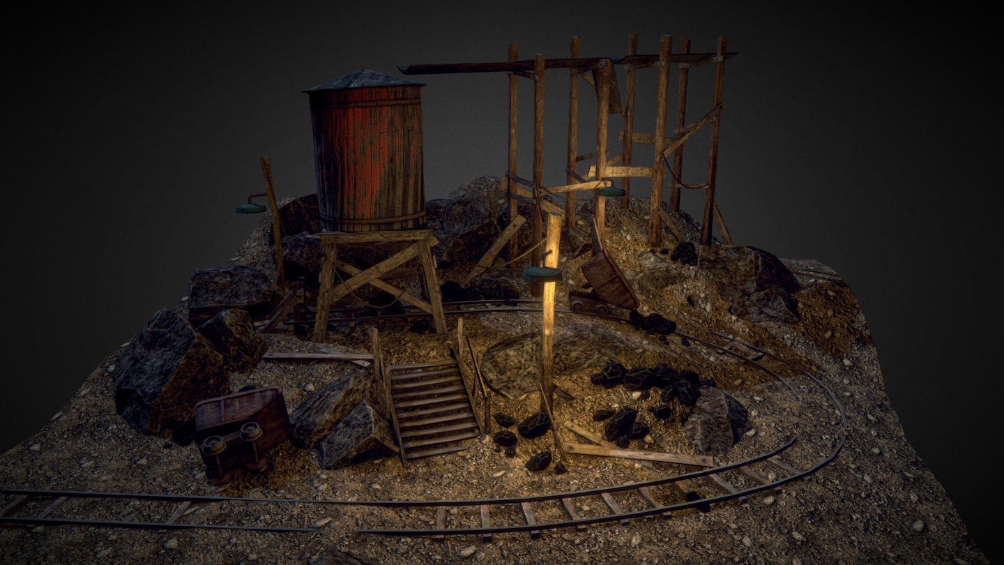 A small part of what could be an abandoned mine. Mobile production oriented 3d model