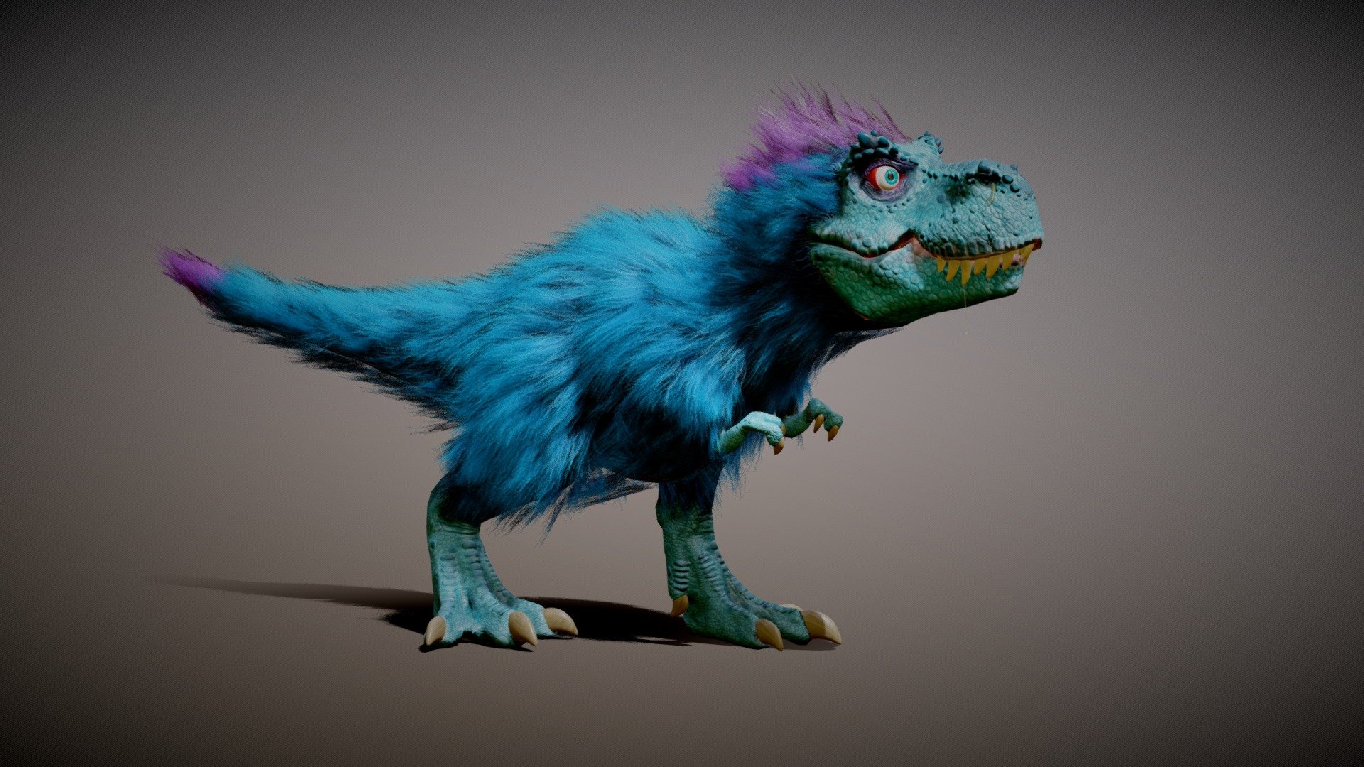 This 3D model of a cartoon-style Tyrannosaurus is a fun and playful interpretation of the prehistoric giant. With exaggerated features and bright colors, this T-Rex is sure to capture the attention of any viewer. The model features a highly detailed and textured body, with individual scales and bumps that add to its realistic appearance. The cartoon-style of the model is emphasized through the large, expressive eyes and the prominent, toothy grin. The model is fully rigged and ready for animation, allowing for endless possibilities for creative projects. This T-Rex is perfect for use in children's media, educational materials, and games, or as a fun addition to any 3D model collection.

Createde in Zbrush core, Blender and Substance Painter

Original blender file in the Zip folder uploaded!

Textures 4096x4096:* - body: albedo, roughness, Ambient occlusion, normal - claws, eyes and teeth: albedo, roughness, Ambient occlusion, normal, opacity - feathers: opacity, roughness, Ambient Occlusion - Trex (Cartoon version) 3.3 - Buy Royalty Free 3D model by creatureFab (@3dCoast) 3d model