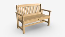 Wood Outdoor Garden Bench object, wooden, plank, garden, vintage, seat, decorative, furniture, park, outdoor, rest, 3d, pbr, chair, design, wood, decoration