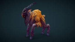 Goat diffuse-only, handpainted, low-poly