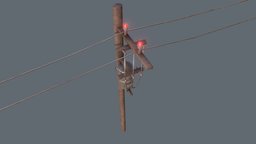 Electric Pole power, high, exterior, electrical, cyberpunk, pole, utility, low-poly, city, electric